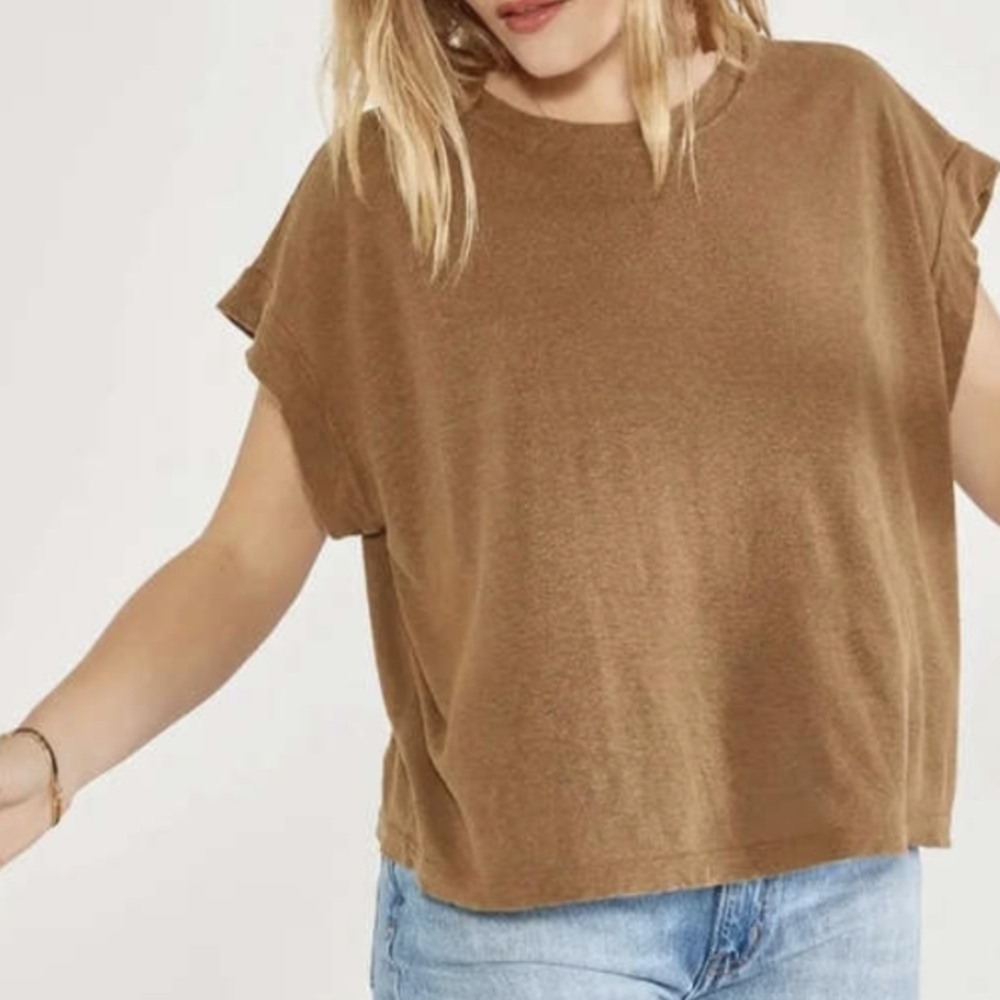 Etica Lotte Muscle Tee Hem Mustard Color Boxy Oversized Fit Sz M Boho Minimalist
